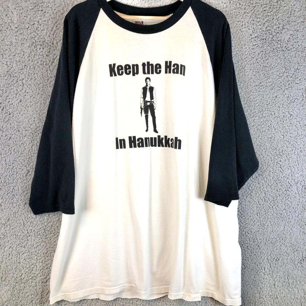 Vintage Star Wars Han Solo Hanukkah T Shirt Size 2XL Double Sided Y2K
